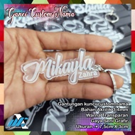 GANTUNGAN KUNCI AKRILIK CUSTOM NAMA - SEHARI JADI - TANPA MINIMAL ORDER - GANCI NAMA