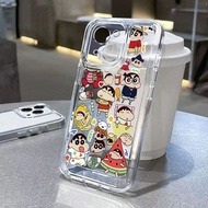 Crayon Shin-Chan iPhone 14 Pro 15 Phone Case Compatible with Apple 13 ProMax 7G XR 8 Transparent 12 Pro Max 11 Trendy 7 Plus XS Max 8 Plus Silicone Shock-resistant Soft Case