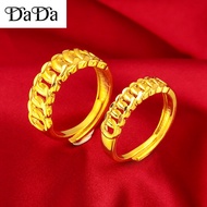 couple cincin emas 916 gold ring men's and women's retro flash sand flower opening ring wedding jewelry