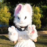 Baoblaze Soft Rabbit Fursuit Soft Bunny Costume with Paws Matching Bunny Costume Set Wearable for Ph