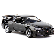 JADA 1:32 Scale Fast & Furious FF DIECAST Alloy BRIANS 2002 Nissan Skyline GTR R34รถของเล่น Diecast 