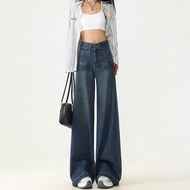 กางเกงยีนส์ทรงลำลองบุขนแกะหนาสำหรับผู้หญิง Jeans women's fleece and thick casual pants A1887 Blue M