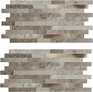 22-Sheet Kitchen Peel and Stick Backsplash, Ecru Slate Faux Stone Look PVC Wall Tiles Stick on Bathr