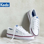 Keds White Shoes Preppy Style Women's Shoes Red Blue Contrast Color Side Stripes Hong Kong Style ins Retro Student Canvas Shoes hello