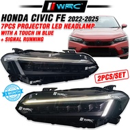 Honda Civic FE 2022 - 2025 7pcs Projector Dynamic Led Headlamp With A Touch In Blue + Signal Running