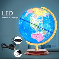 [Warrior2] 20/25/32CM LED Light World Earth Globe Wooden Base Geography Educational Toy Luminous Tea