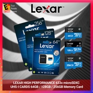 LEXAR HIGH PERFORMANCE 633x microSDXC UHS-I CARDS LSDMI64GBBAP633A 64GB (NO ADAPTER) / 128GB /256GB