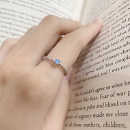 鑽面拉長石925純銀麻花設計戒指 可調式戒指