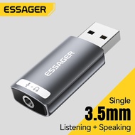 Essager Adapters Type C USB to 3.5mm External Sound Card Listening Speaking For Desktop PC Laptop PS