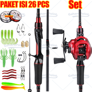 【COD】Set Joran Pancing Lengkap 1.8M/2.1M Batang BaitCasting Dan Reel Dengan Tali PE Dan Set Aksesori