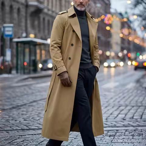 Men's Super Long Windbreaker Autumn New Street Men's Windbreaker Thin Loose Men's Jacket Belt Long D