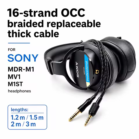 4.4mm Balanced Upgrade Cable For Sony MDR-M1 MV1 M1ST, 16-Core OCC Braided Thick Replacement Audio C