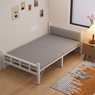 Metal Bed Frame Single Foldable Bed Single Household Sim Delivery To SG ple Bed Dormitory Lunch Break Iron Bed 单人床