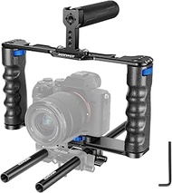 NEEWER Aluminum Alloy Filmmaking Camera Video Cage Rig with Top Handle, 2 Grips, Standard Arca Type 