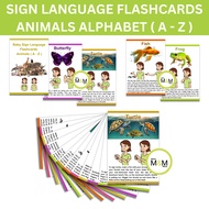 ALPHABET (A-Z) ANIMALS Sign Language Laminated Flashcards, ALS Sign Language Educational