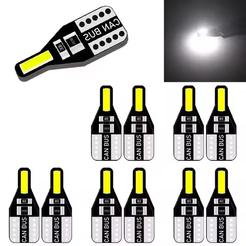10 PCS T10 W5W LED Canbus Bulb 194 168 7020 Cob 2SMD Car Interior Lights Reading Lamp Wedge Bulb Whi