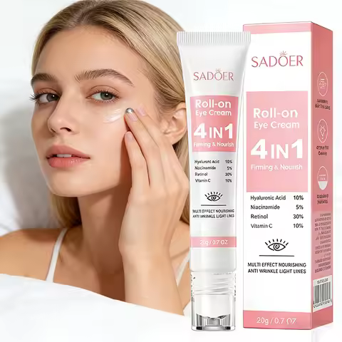 SADOER 4in1 Roll-on Moisturizing Eye Cream Anti Dark Circles Eyes Bags Firming Moisturizing Eye Seru