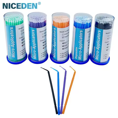 Niceden 100 Units/Bottle Dental Materials Dental Extension Tools Disposable Dental Microbrush Applic