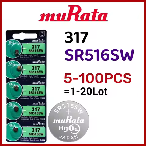 5-100PCS Original Murata SR516SW 317 sr516sw sr 516sw watch button battery for Tissot CK Quartz watc