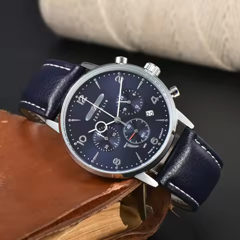 2026 Hindenburg Zeppelin 8086-4 Automatic Date Multifunctional Chronograph Series Top Leather Watch