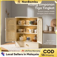 𝓝𝓪𝓷𝓑𝓪𝓶𝓫𝓾 Bamboo Drawer Cabinet Almari Dapur White Cup Holder Kitchen Organizer Storage Rack 厨房柜/杯柜