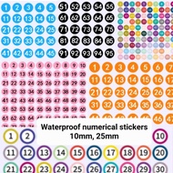 Waterproof 10mm 25mm numbers numerical dot stickers