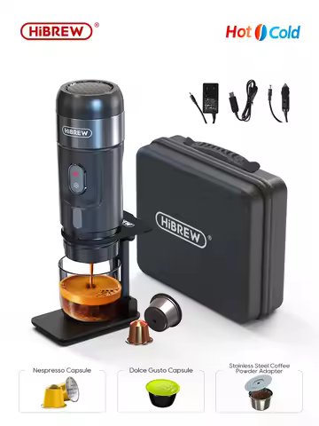HiBREW Portable Coffee Machine Expresso Coffee Maker Fit Nexpresso Capsule Coffee Powder for Car Cam