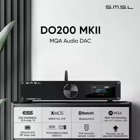 SMSL DO200 MKII Bluetooth 5.0 MQA Full Decoding Audio DAC ES9068AS*2 XMOS XU316 OPA1612*5 Op Amp DSD