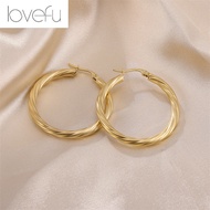 18k saudi gold earrings pawnable legit Big circle Fried Dough Twists earrings 25mm S925 sterling silver lady earrings