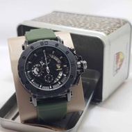 jam tangan pria Mewah LEOPARD 8031 Tali Rubber Green Chrono aktif Original