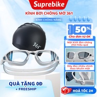 361 Swimming Cap Swimming Goggles Adult Swimming Goggles with Earmuffs Waterproof Anti-Fog Goggles