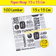[15x15cm] Fried Food Liner Paper Wax Paper Wrap Laminated Bento Cake Liner 100 Pcs Sheets ~ JadeSR