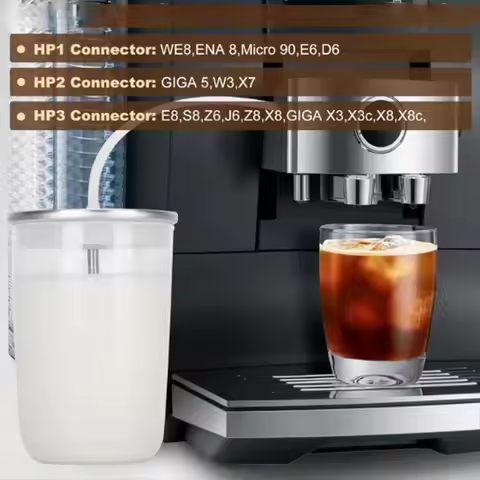 Dec.-For Yourui Coffee Machine Glass Milk Cup Pot Milk Foamer HP3/1/2 Accessories for ENA8 Z6 X3 X7