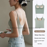 [SUJI Secret]Long suspenders vest women's Underwear With Cup Cup Bra pad one-piece underwear wear bra-free rims vest