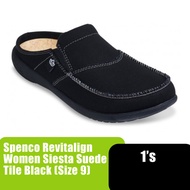 SPENCO Revitalign Women Siesta Suede Tile (Black) Orthopedic Shoes, SPENCO Shoe Woman, Plantar Fasci