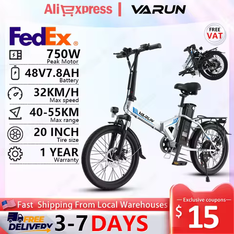 VARUN C20-1 Foldable Urban E-bike 750W Peak Motor 48V7.8AH Battery Electric Bike 20*1.95-inch Tires 