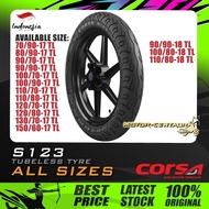 TAYAR MOTORSIKAL CORSA S123 TUBELESS TYRE  60, 70, 80, 90, 100, 110, 120, 130, 150 -17, 18