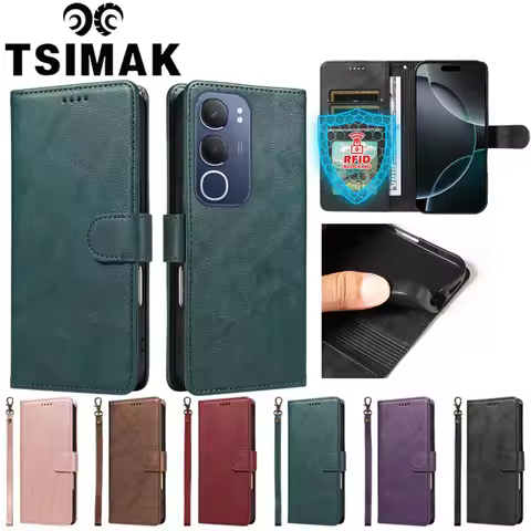 Leather Case for Vivo Y17S Y19S Y18 Y18S Y18E Y18i Y28 Y29 Y28S Y29S 4F 5G Flip Wallet RFID Blocking