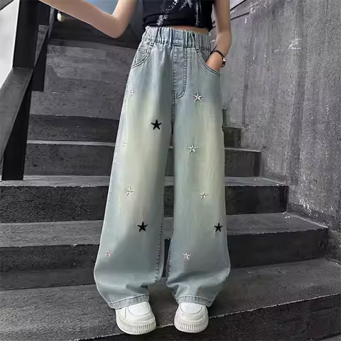 Girls' pants Summer thin 5-12 years old 15 years old medium children casual loose style little girls