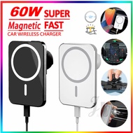 Wireless Car Charger Phone Holder Clip 60W Fast Charging For iPhone Samsung Xiaomi Huawei