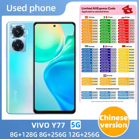 VIVO Y77 5g Dimensity930 FHD 120hz LCD 80W SuperCharge 50M Camera 6.64in 2388x1080px used phone
