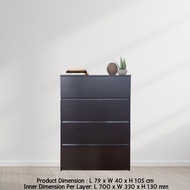 Wonderful Furniture 4 Layer Chest Drawer / 4 Tier Laci Alamari / Baju Storage Kabinet White Color MA
