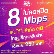 ซิมเทพทรู โปรพิเศษ True เน็ตไม่อั้น 10 Mbps ไม่ลดสปีด + โทรฟรีทุกเครือข่ายได้ 24 ชม. นาน 12 เดือน (จ