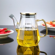 500/700/900mL Home Creative Glass Diamond Oil Bottle with Scale and Handle Kitchen Soy Sauce Vinegar