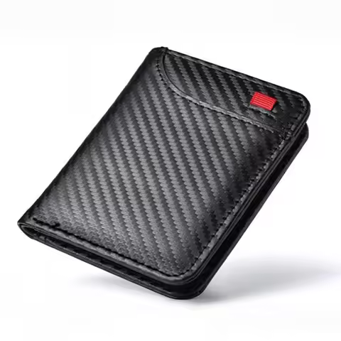 Men's Slim Bifold Wallet - Vertical ID Window & Multi-Card Slots, Compact Design for Credit Cards & 
