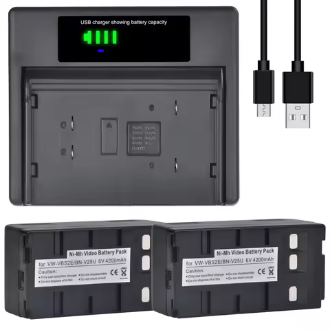 6V 4200mAh BN-V25U VW-VBS2E Battery and USB Charger for JVC BN-V22U, BN-V24U, BN-V25U Panasonic PV-B