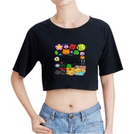 Jacknjellify BFDI Retro 90s Cropped Top T-Shirt Fashion O-Neck Top Oversized T-Shirt Fashion Women's