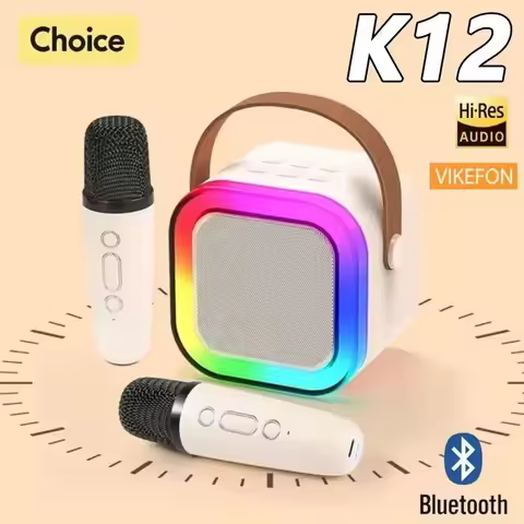 K12 Bluetooth Karaoke Machine Portable 5.3 PA Speaker System with 1-2 Wireless Microphones Home Fami