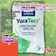 25kg YARA Kristalon Special NPK 18-18-18+3MgO+mikro / Fully Water Soluble Fertilizer / Yara Kristalo