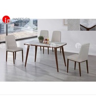 tbbsg homefurniture outlet 1+4 MARBLE TOP DINING TABLE SET (L120CM X D70CM) (FREE DELIVERY AND INSTALLATION)